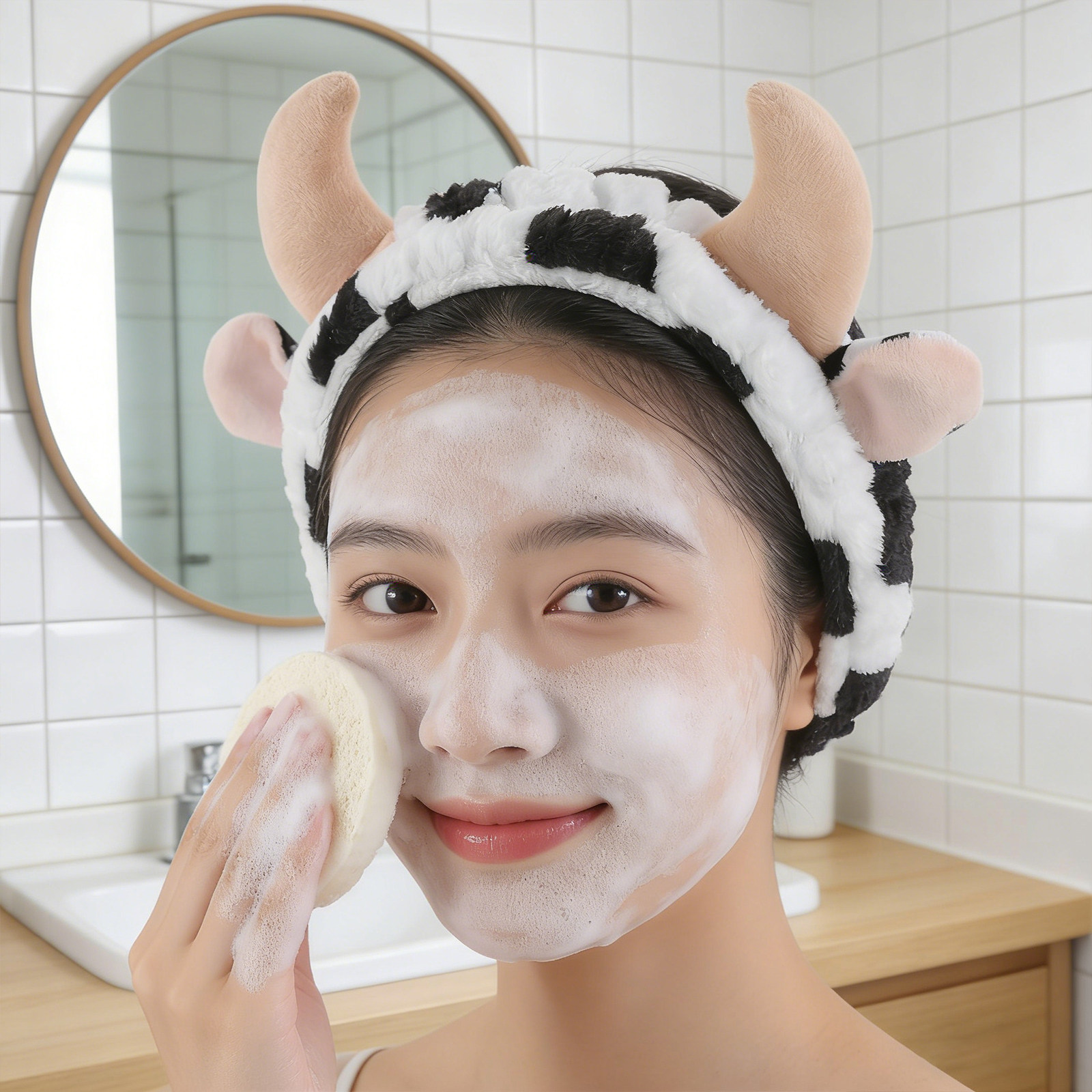 Skincare Animate - 1Set Cow Spa Headband Wristband Set