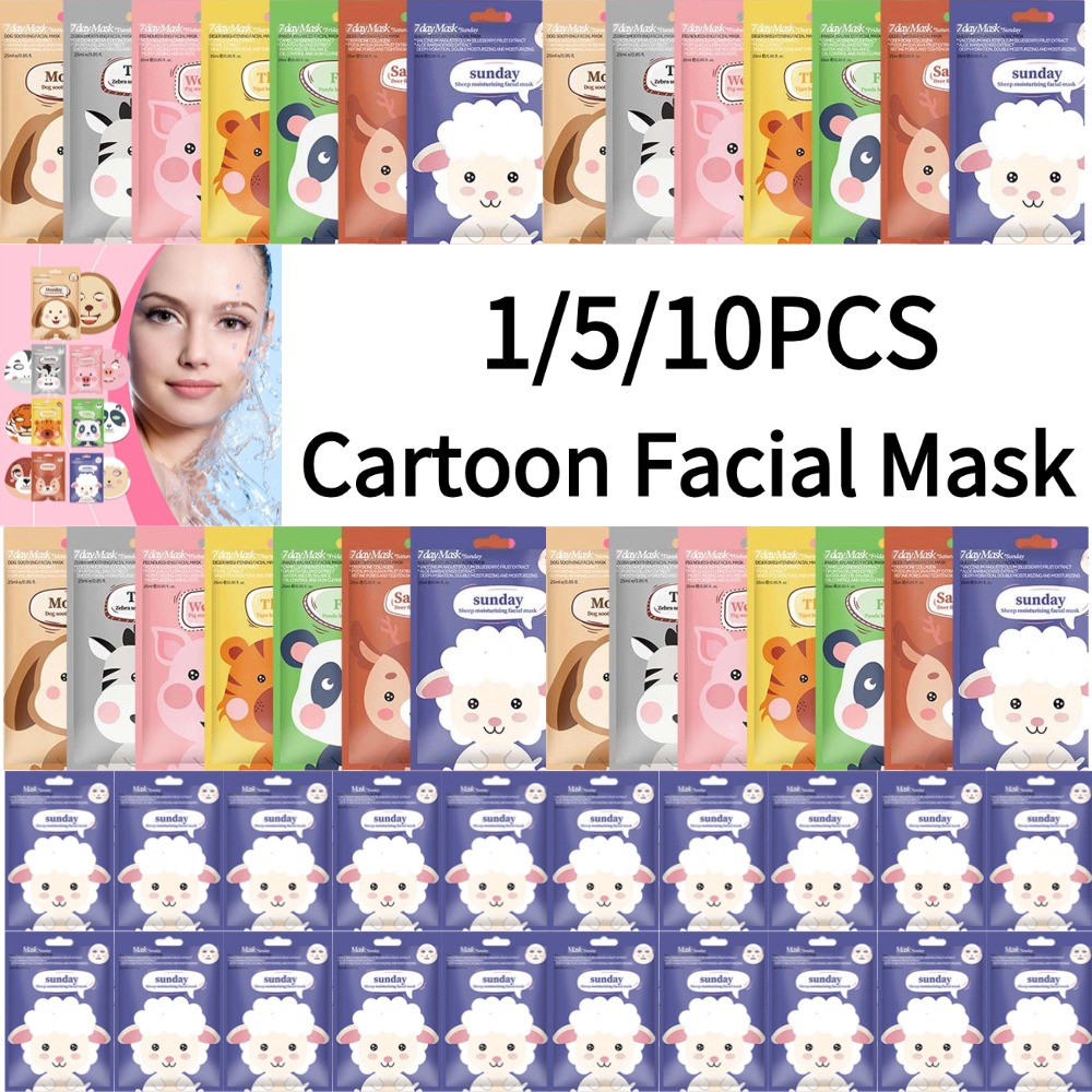 Skincare Animate - 10PCSCute Cartoon Facial Mask Moisturizing Hydrating