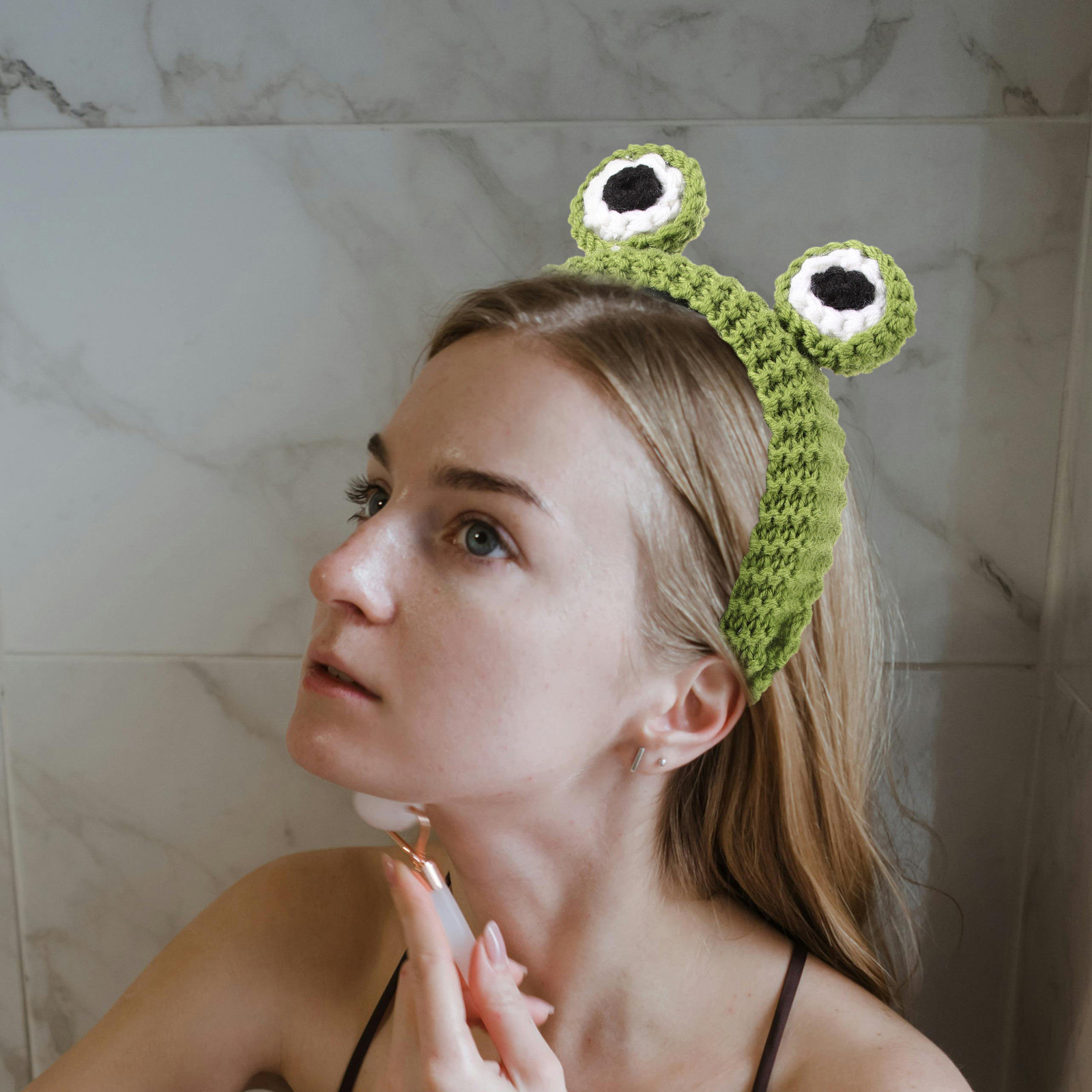 Skincare Animate - 2Pcs Frog Eye Headband Chunky Knit