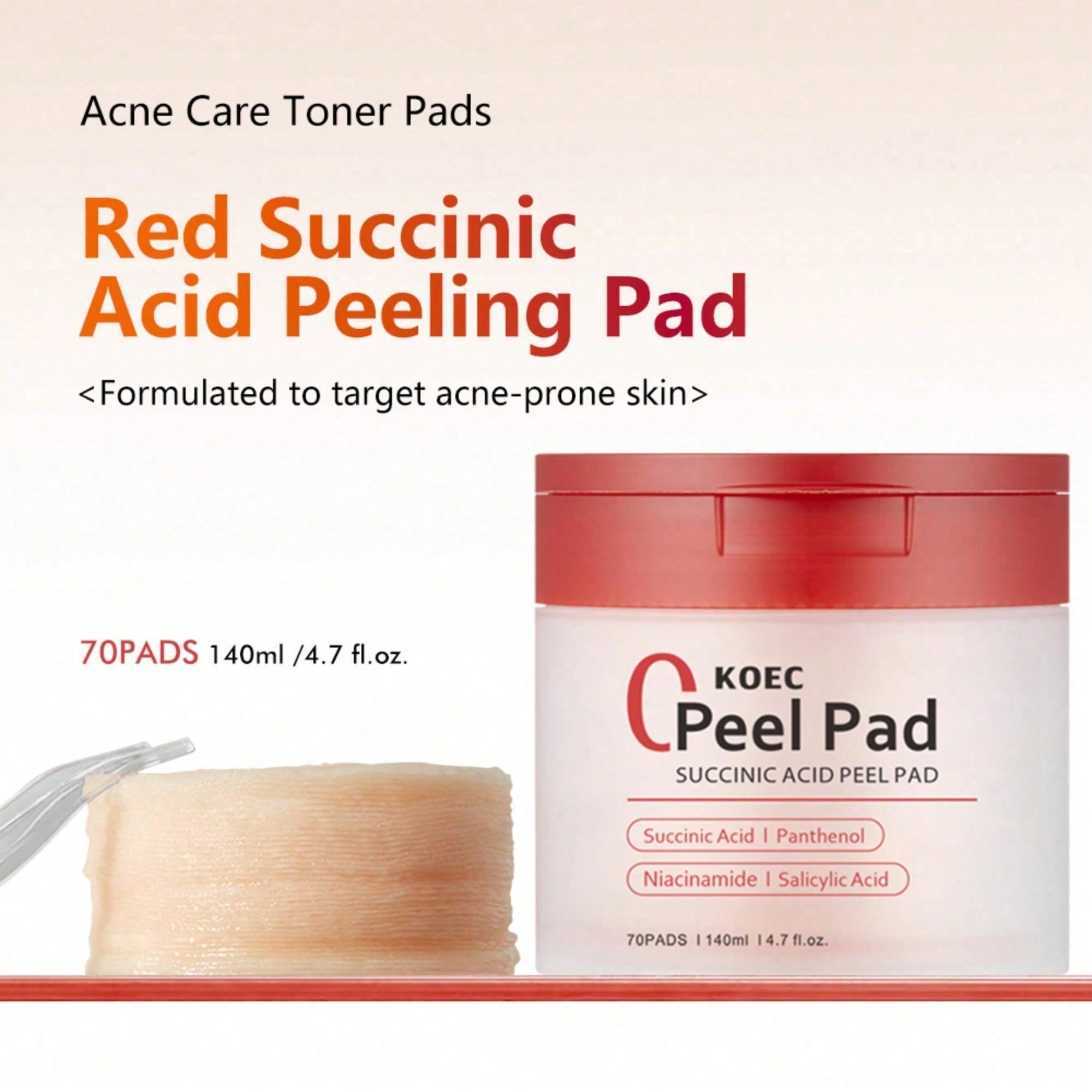 Toner Pads Red Succinic Acid P - Skincare Non Comedogenic 评论和价格