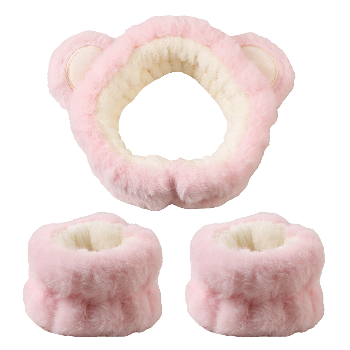 3pcs Cute Bear Headband Set Fl - Skincare Animate 评论和价格