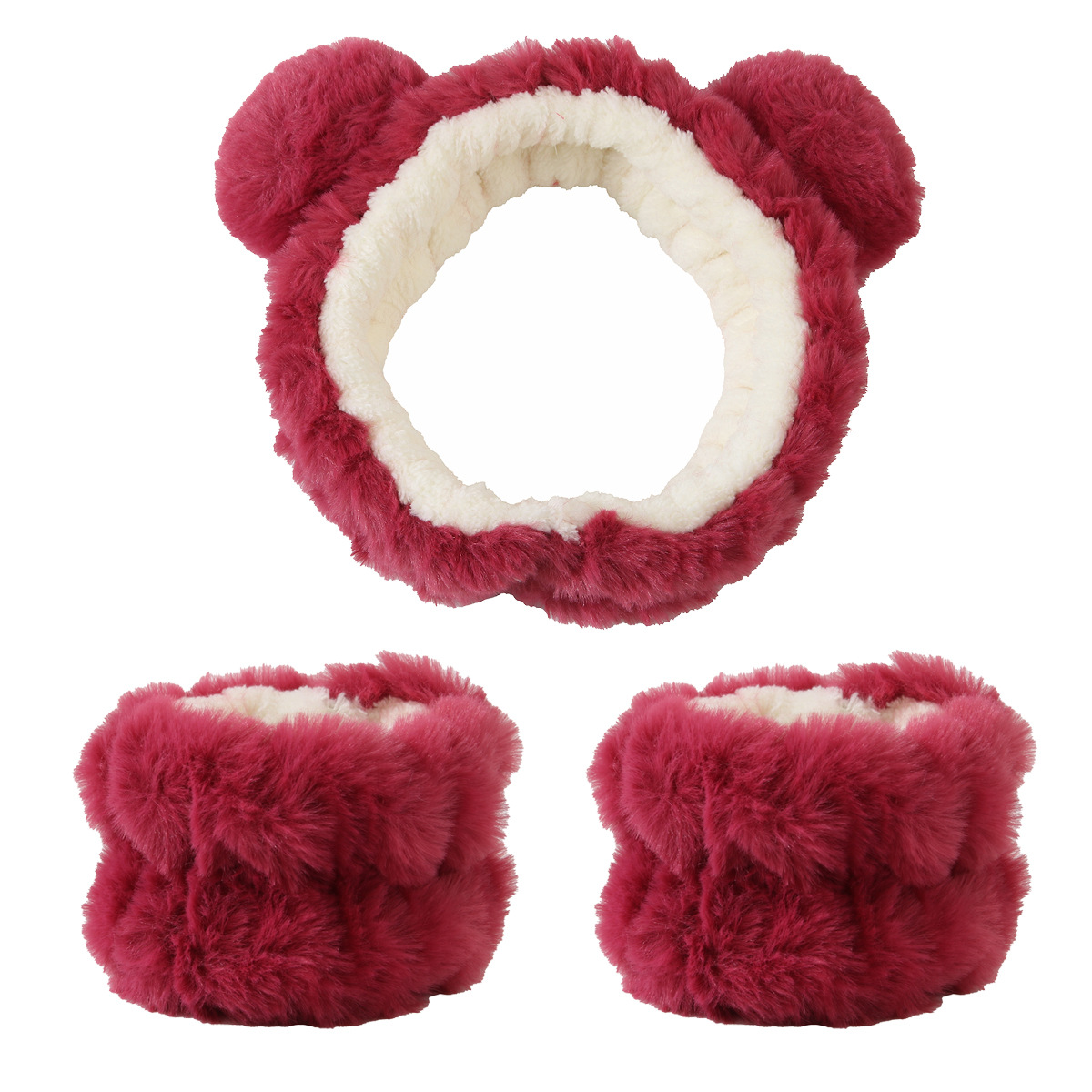 3pcs Cute Bear Headband Set Fl - Skincare Animate 评论和价格